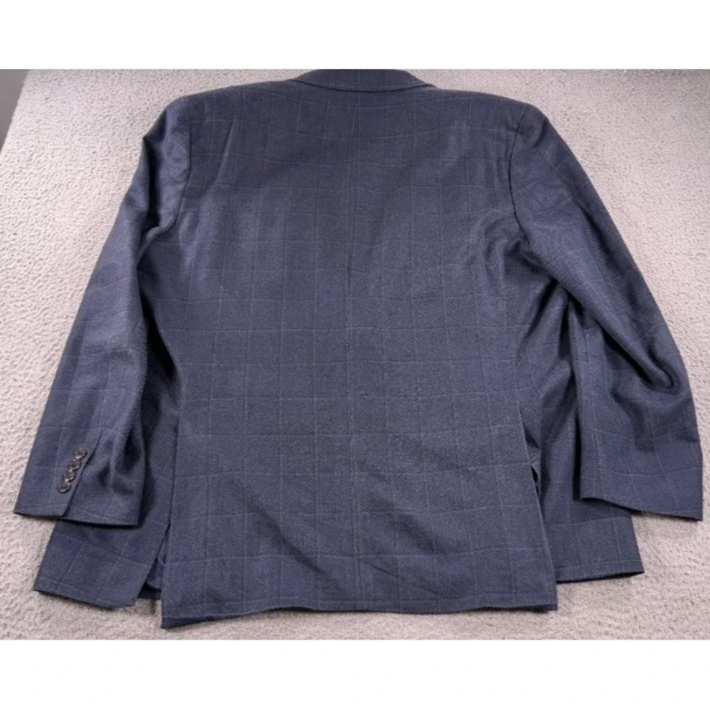 Lauren Ralph Lauren Silk Wool Blazer Mens 50L Sport Coat Blue Plaid Windowpane